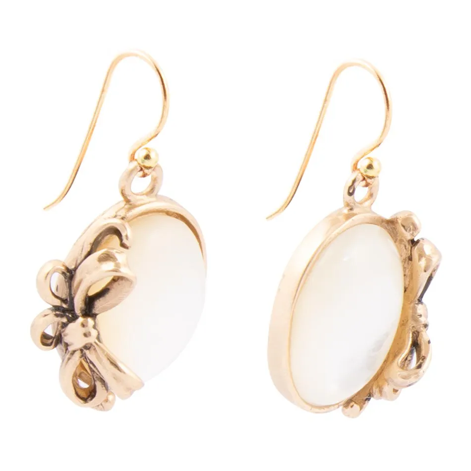 Gifted White Mother of Pearl Golden Bow Drop Earrings sold by Barse product image thumbnail 4