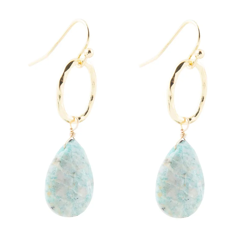 Pretty Drops of Blue Amazonite Golden Drop Earrings sold by Barse product image thumbnail 4
