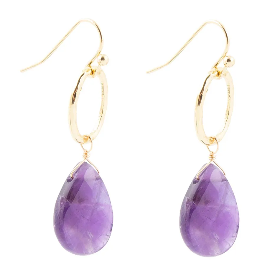 Pretty Drops of Purple Amethyst Golden Drop Earrings sold by Barse product image thumbnail 4