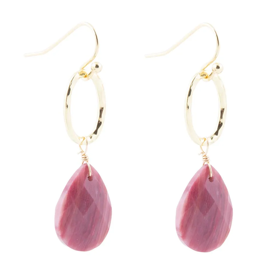 Pretty Drops of Pink Rhodonite Golden Drop Earrings sold by Barse product image thumbnail 4