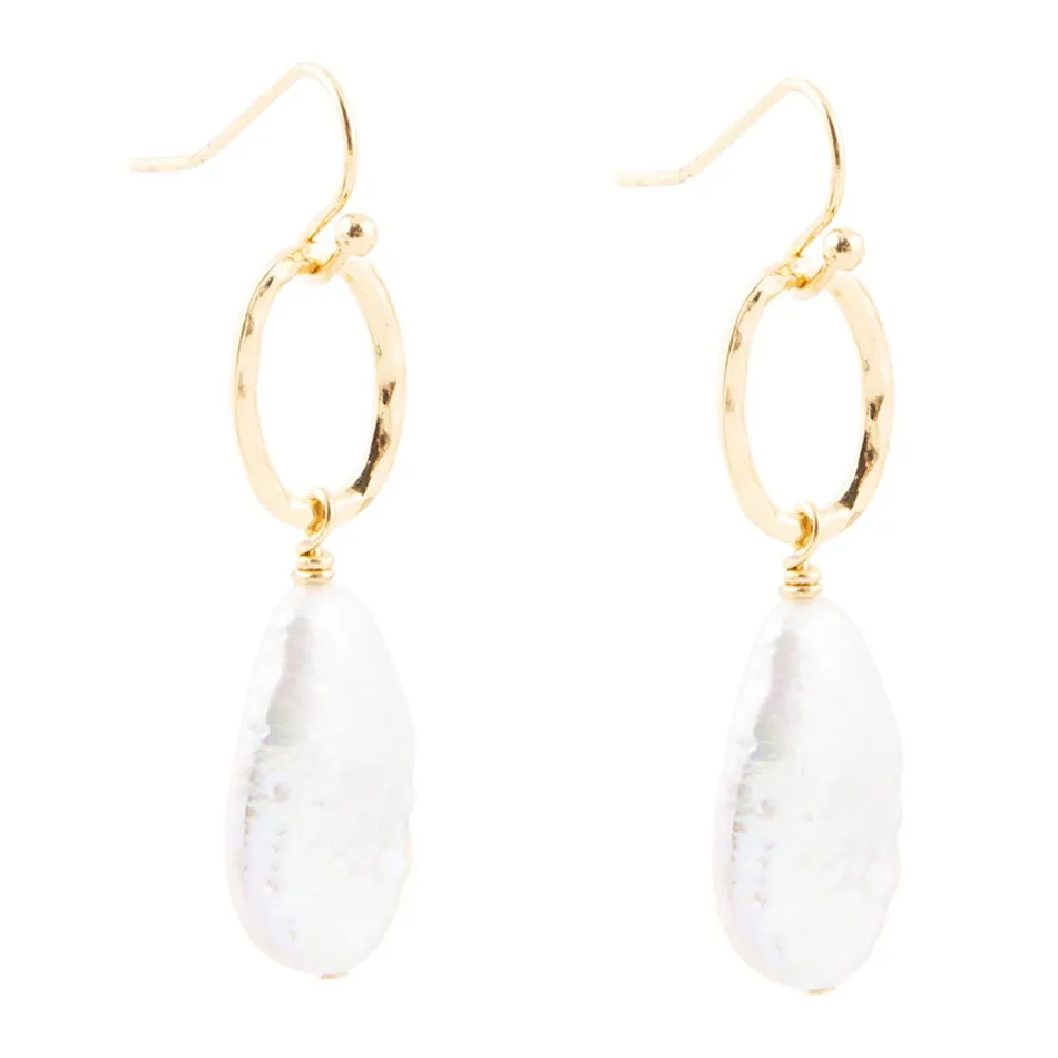 Drops of White Freshwater Pearl Golden Drop Earrings sold by Barse product image thumbnail 4