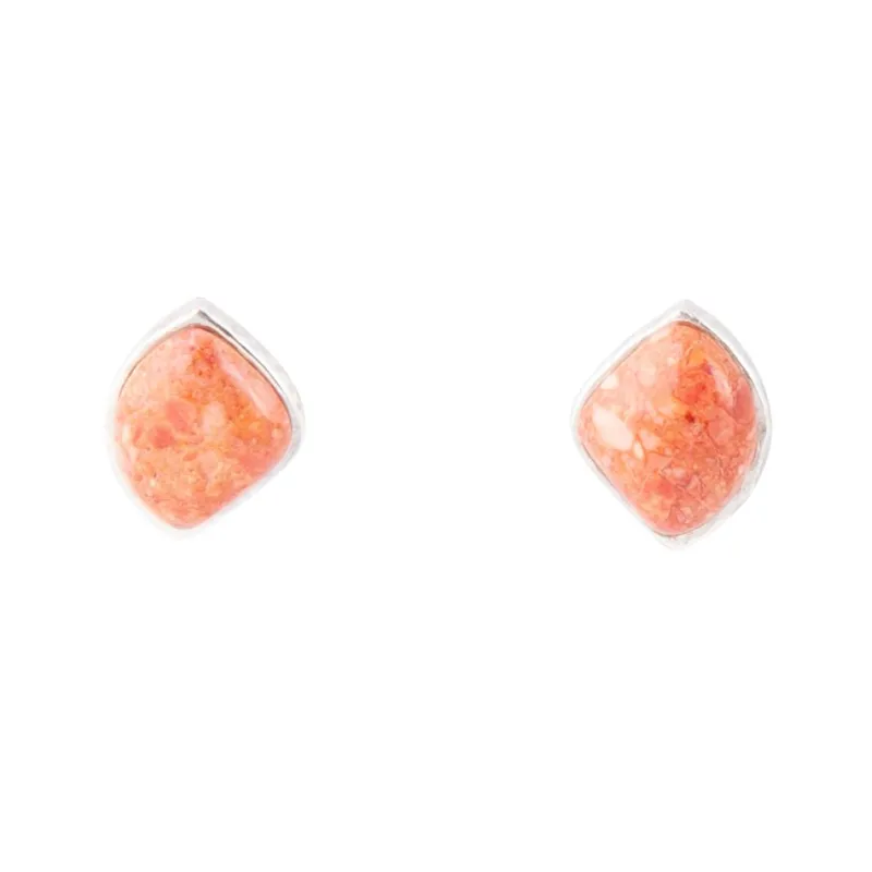 Abstract Orange Sponge Coral and Sterling Silver Stud Earrings sold by Barse