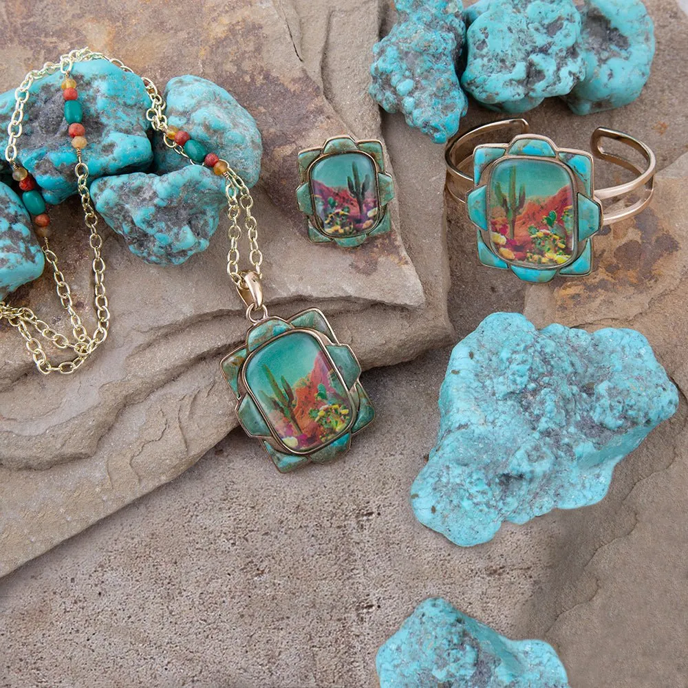 Scenic Sedona Blue Turquoise and Golden Cuff Bracelet sold by Barse product image thumbnail 5