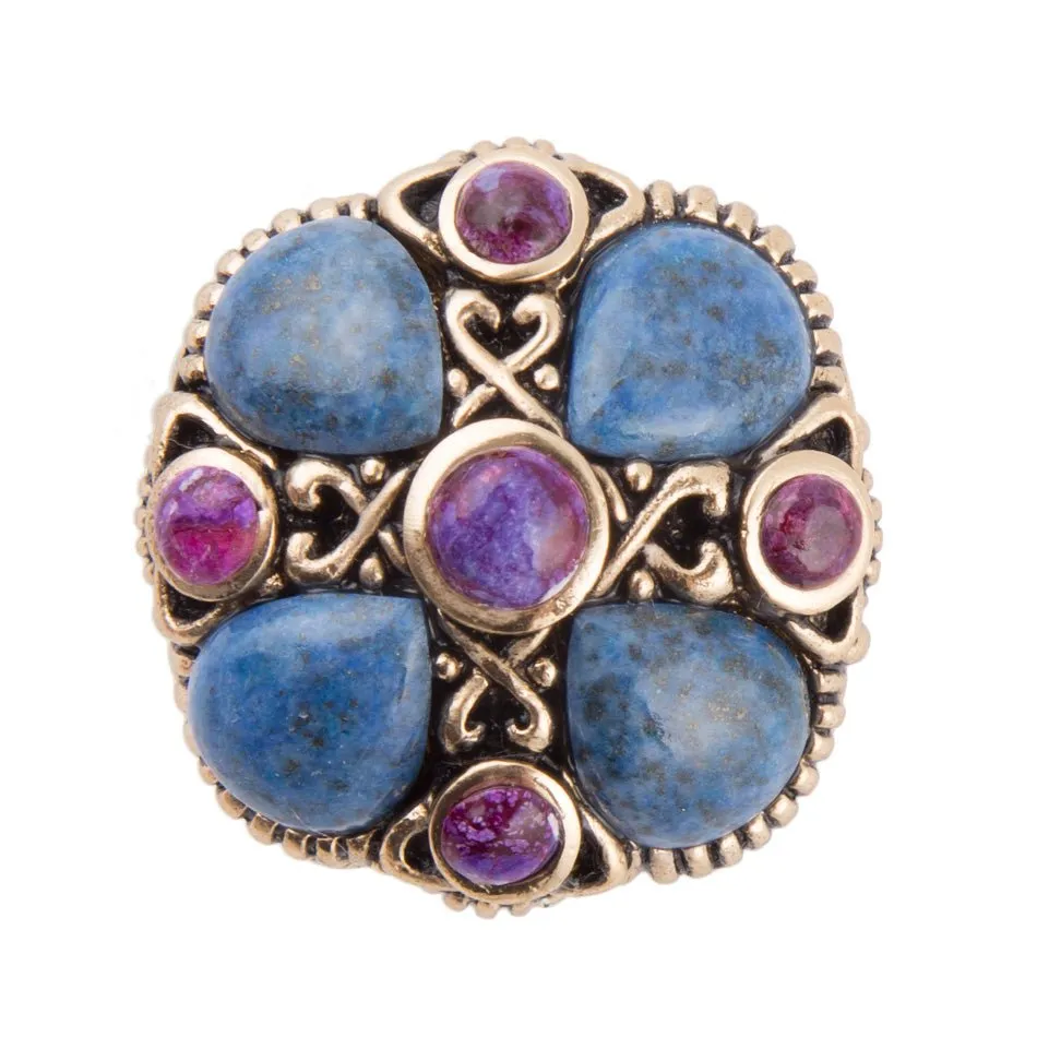 Purple Turquoise and Blue Lapis Golden Statement Ring sold by Barse product image thumbnail 3