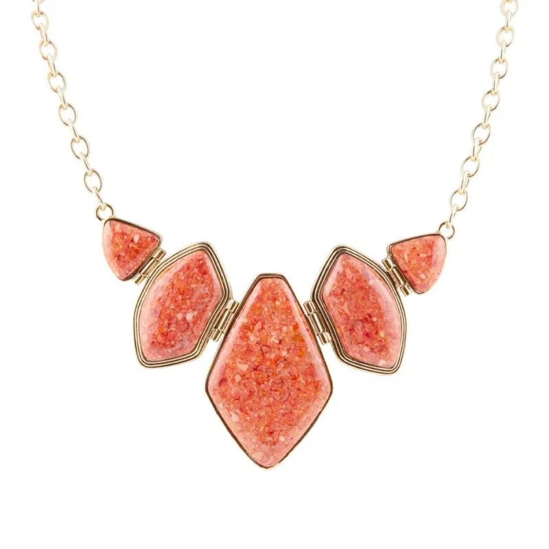 Multi Shape Orange Sponge Coral Pendant Gold Necklace sold by Barse