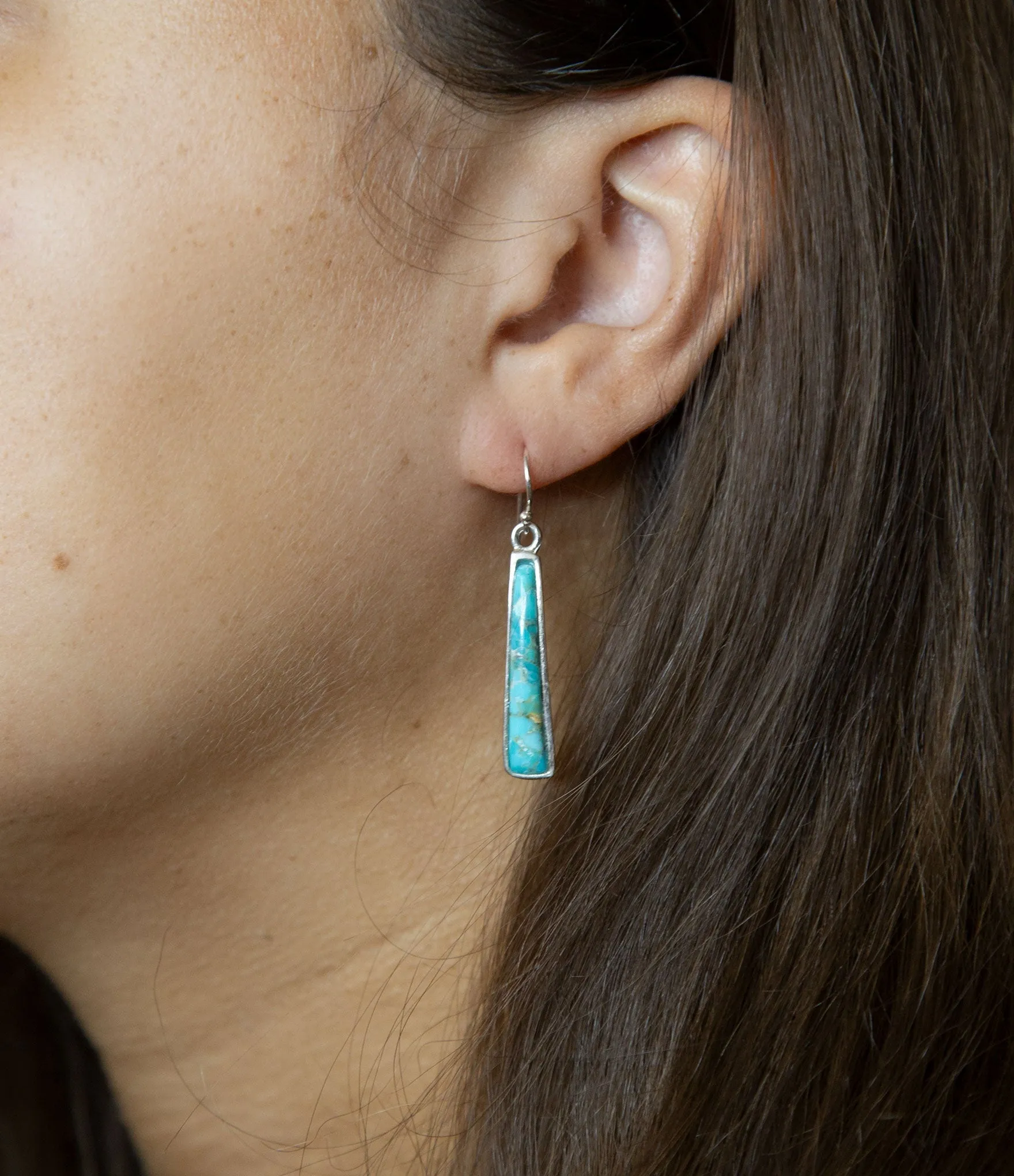 Line Blue Turquoise Sterling Silver Drop Earrings sold by Barse product image thumbnail 2