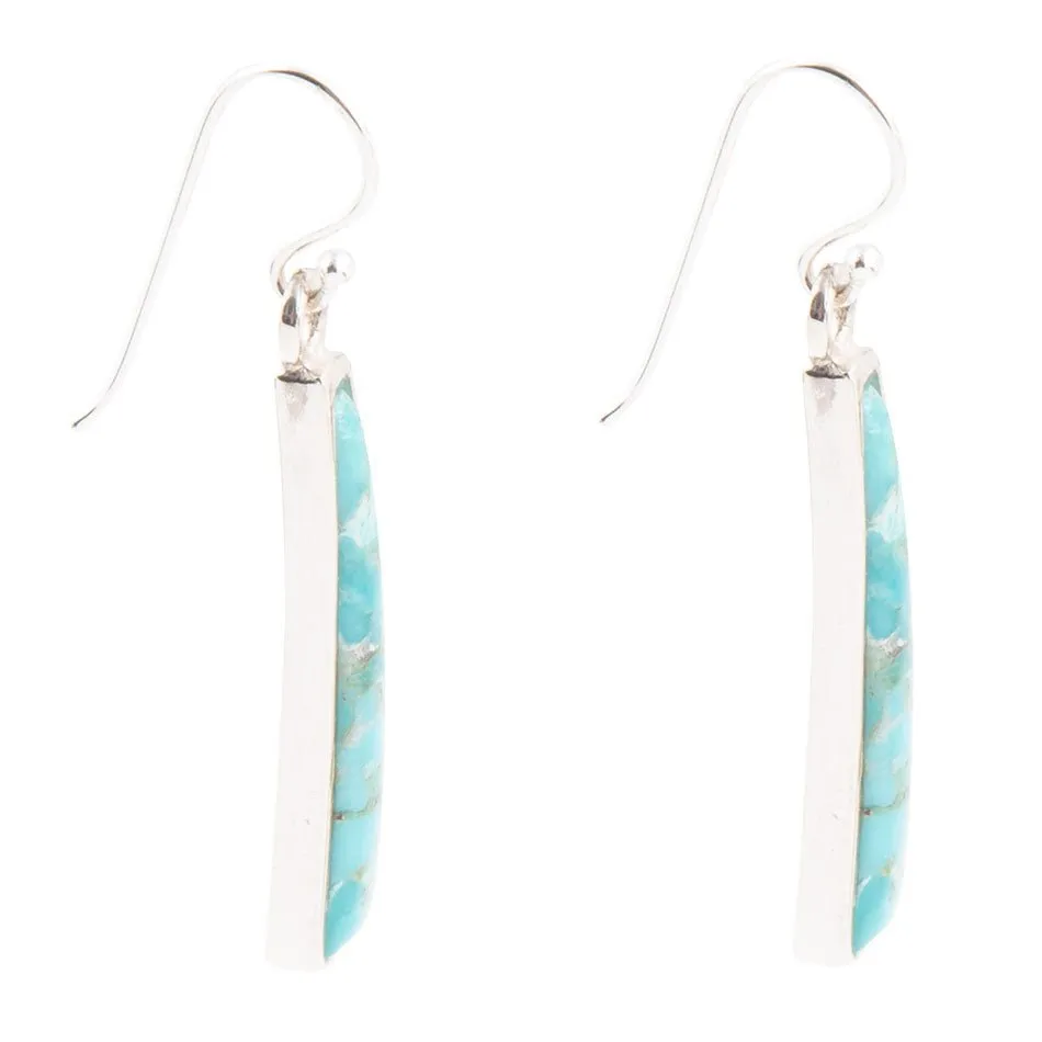 Line Blue Turquoise Sterling Silver Drop Earrings sold by Barse product image thumbnail 5