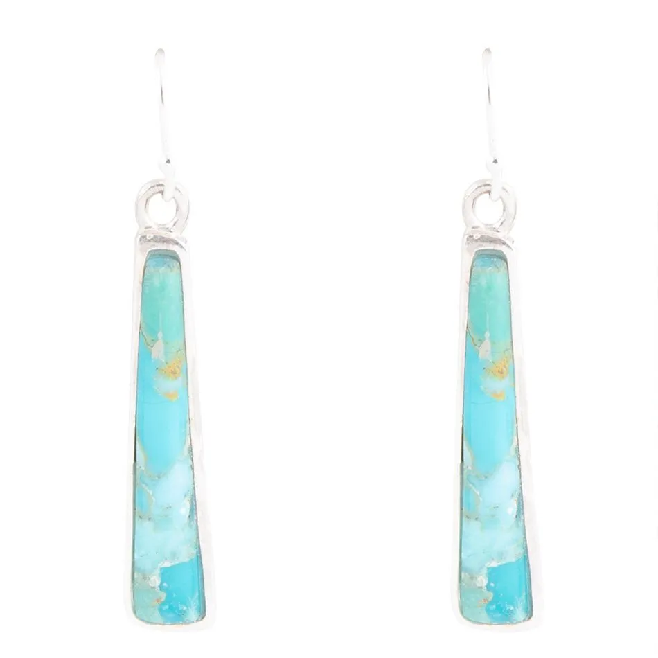 Line Blue Turquoise Sterling Silver Drop Earrings sold by Barse