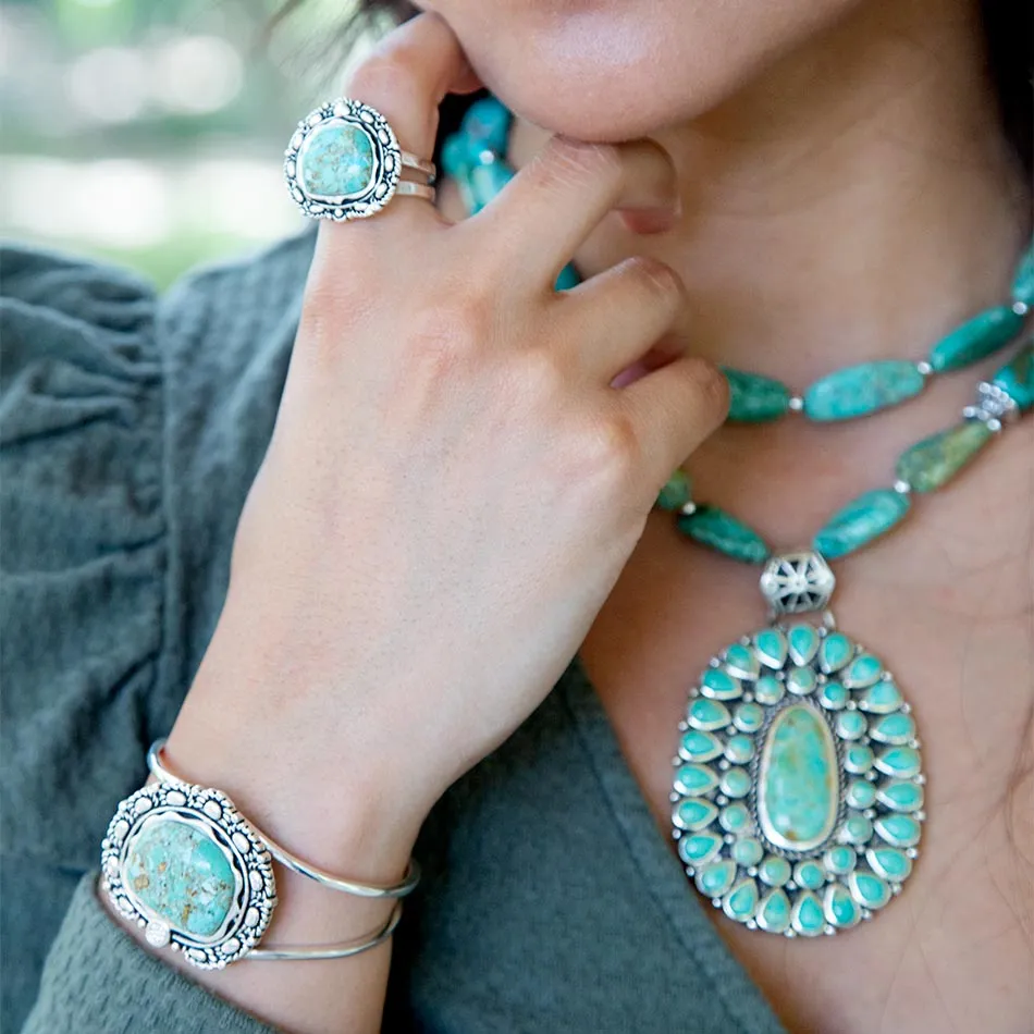 Sterling Silver and Blue Turquoise Cuff Bracelet sold by Barse product image thumbnail 2