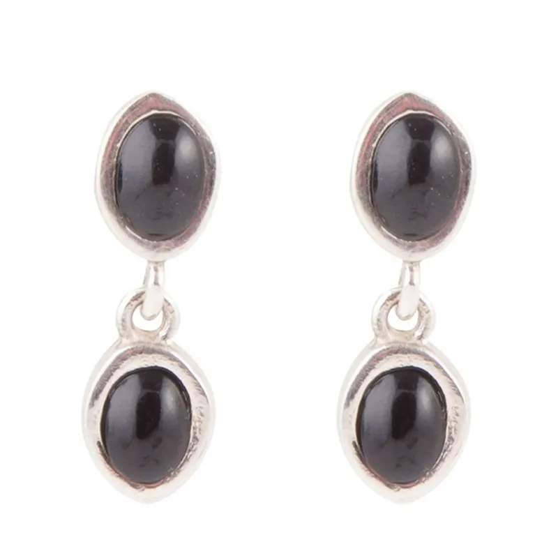 Sterling Silver Black Onyx Drop Earrings sold by Barse