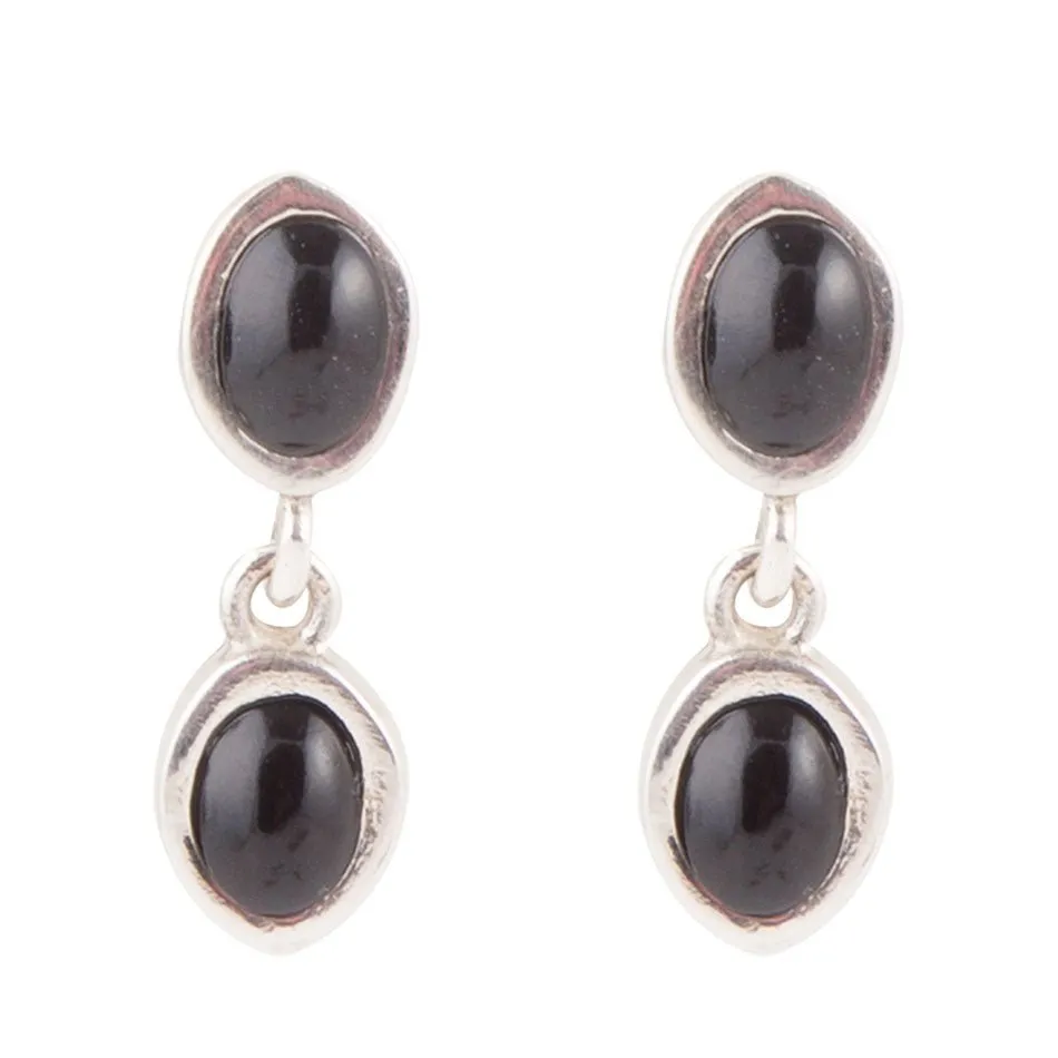 Sterling Silver Black Onyx Drop Earrings sold by Barse