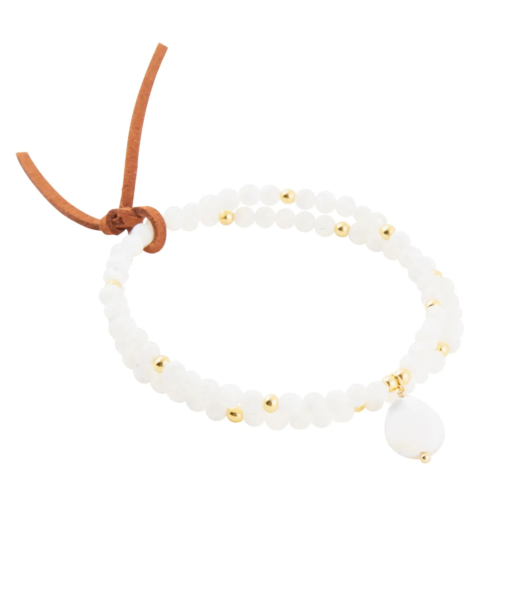 White Mother of Pearl Stretch Golden Bracelet sold by Barse