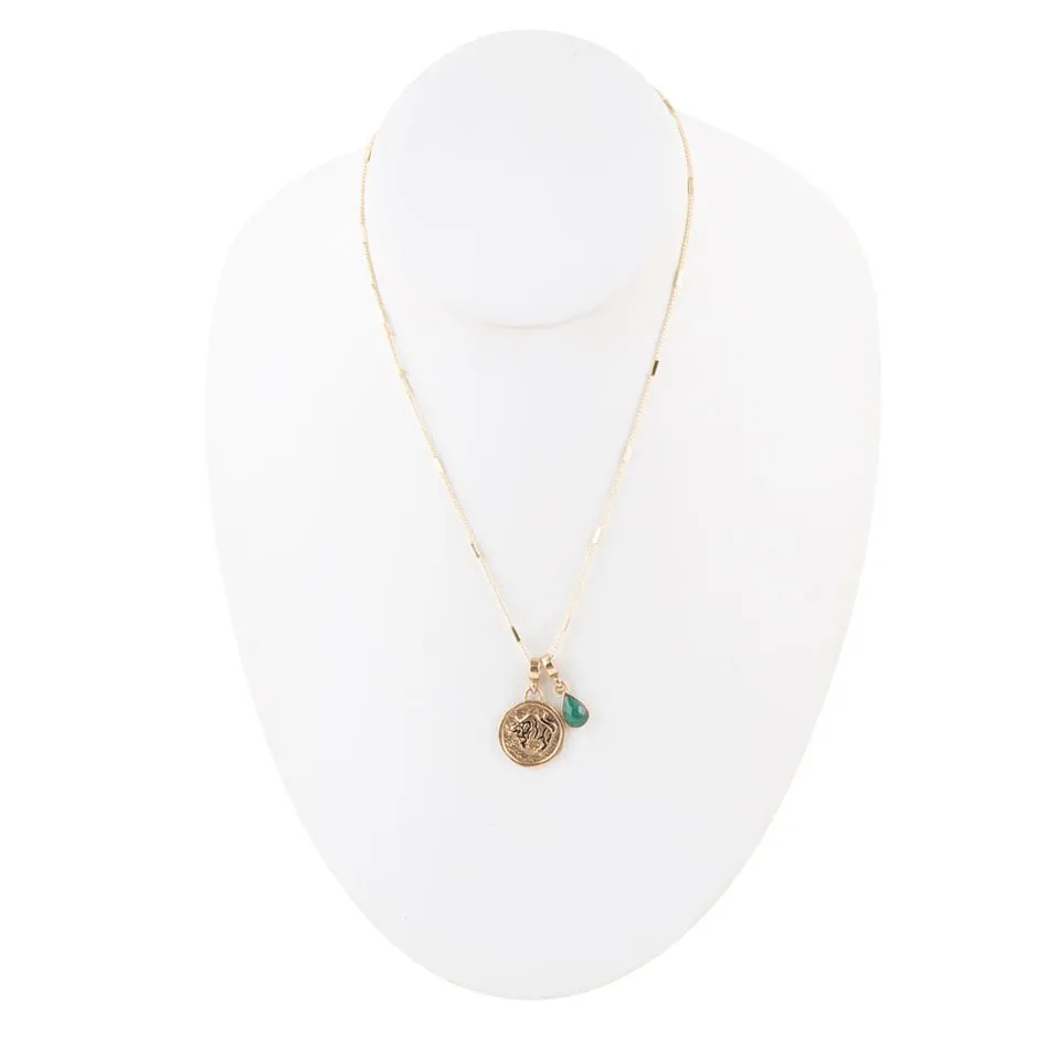 Taurus - Zodiac Green Malachite Golden Charm Necklace sold by Barse product image thumbnail 4