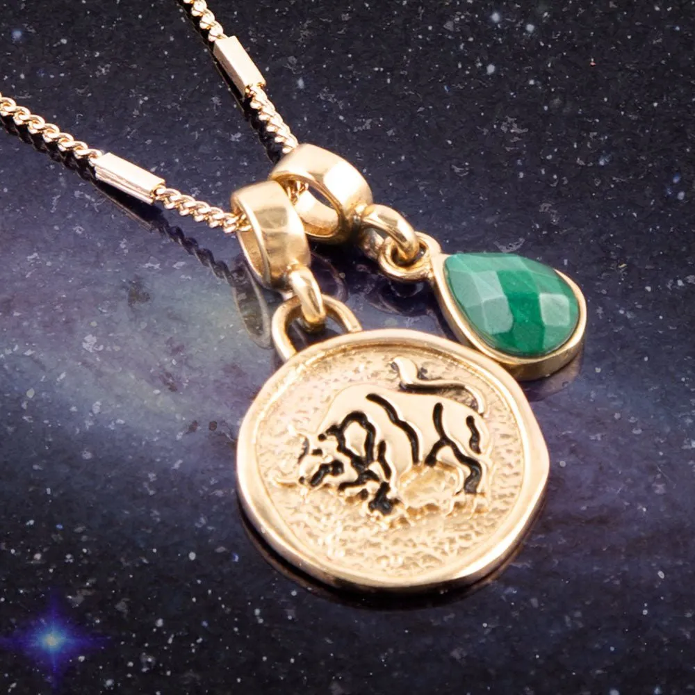 Taurus - Zodiac Green Malachite Golden Charm Necklace sold by Barse product image thumbnail 2