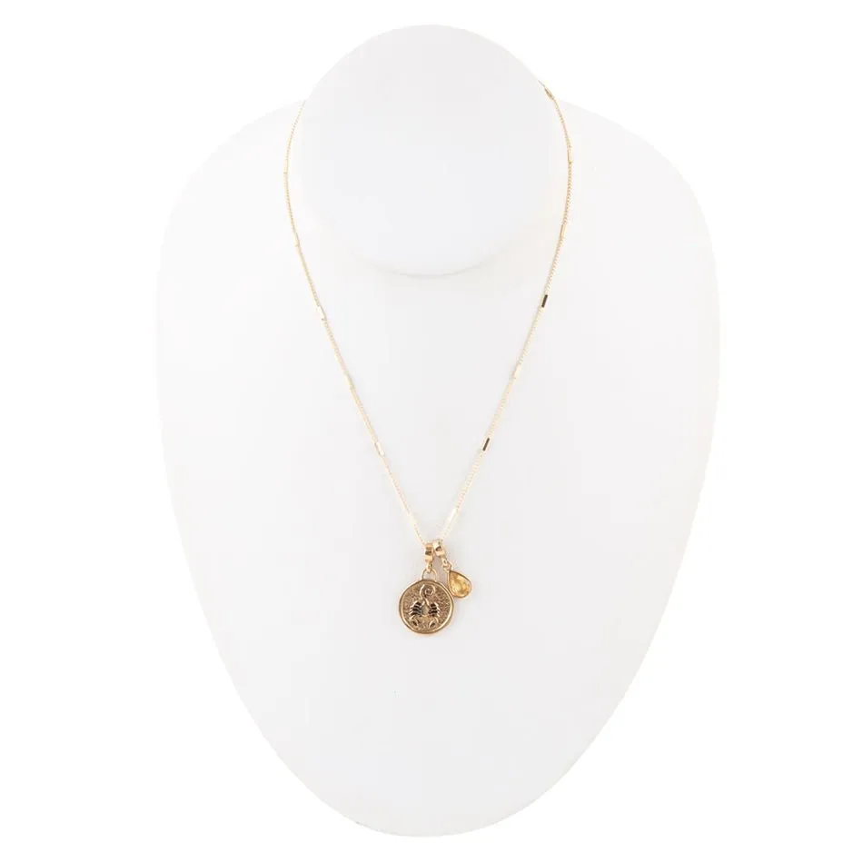 Scorpio - Zodiac Yellow Citrine Golden Charm Necklace sold by Barse product image thumbnail 4