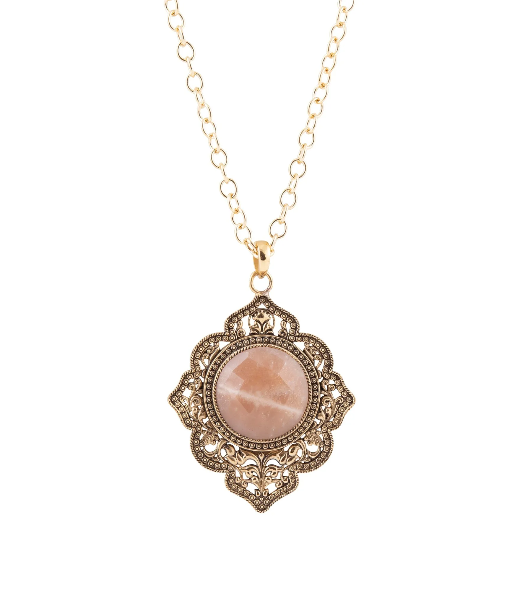 Pink Moonstone Golden Pendant Necklace sold by Barse