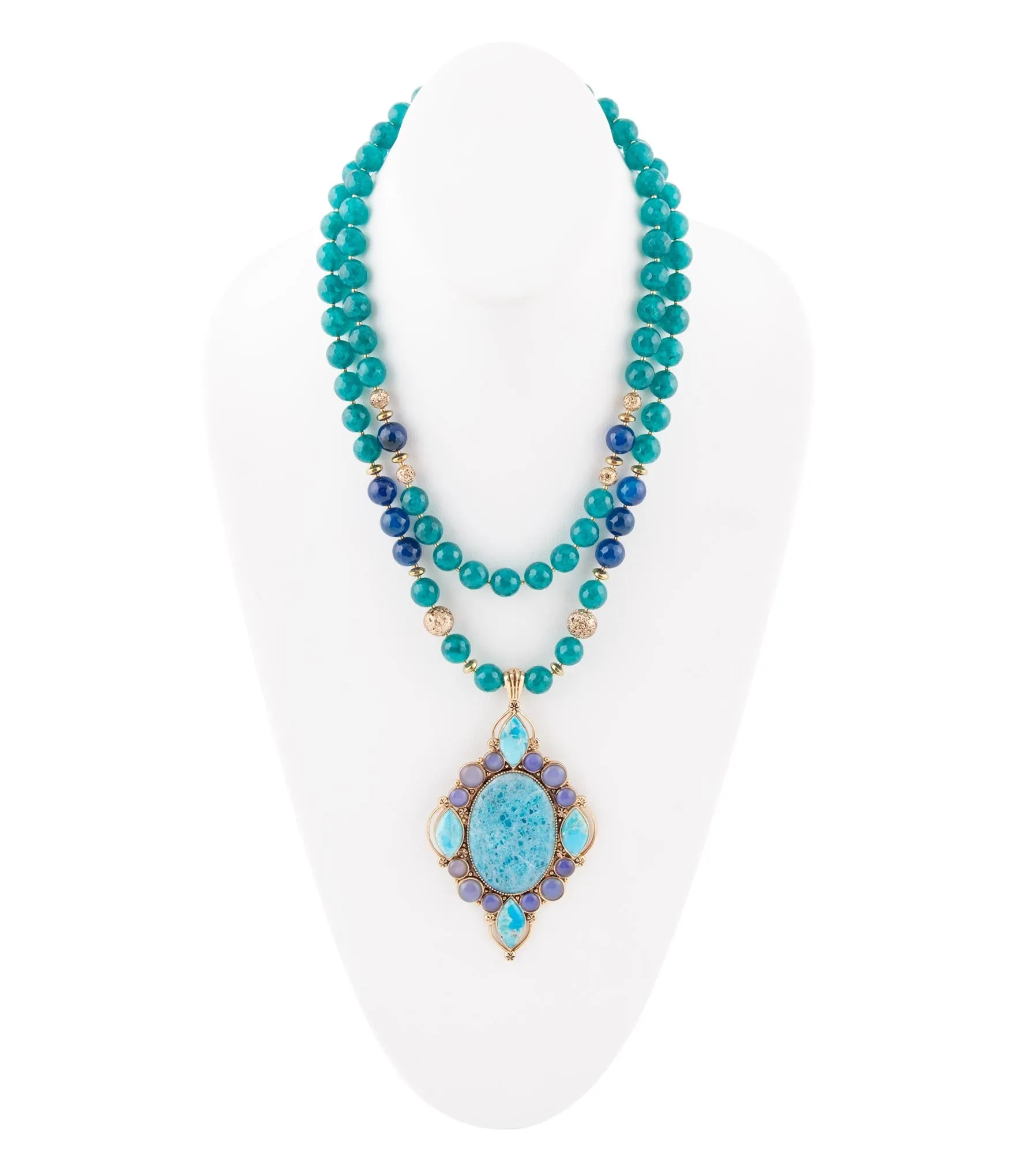 Argo Blue Apatite and Golden Bronze Pendant Necklace sold by Barse product image thumbnail 3