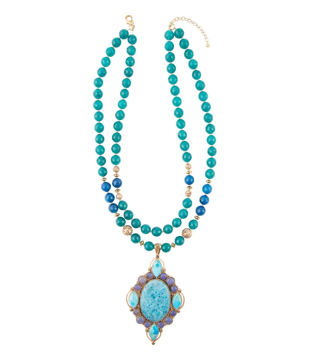 Argo Blue Apatite and Golden Bronze Pendant Necklace sold by Barse product image thumbnail 5