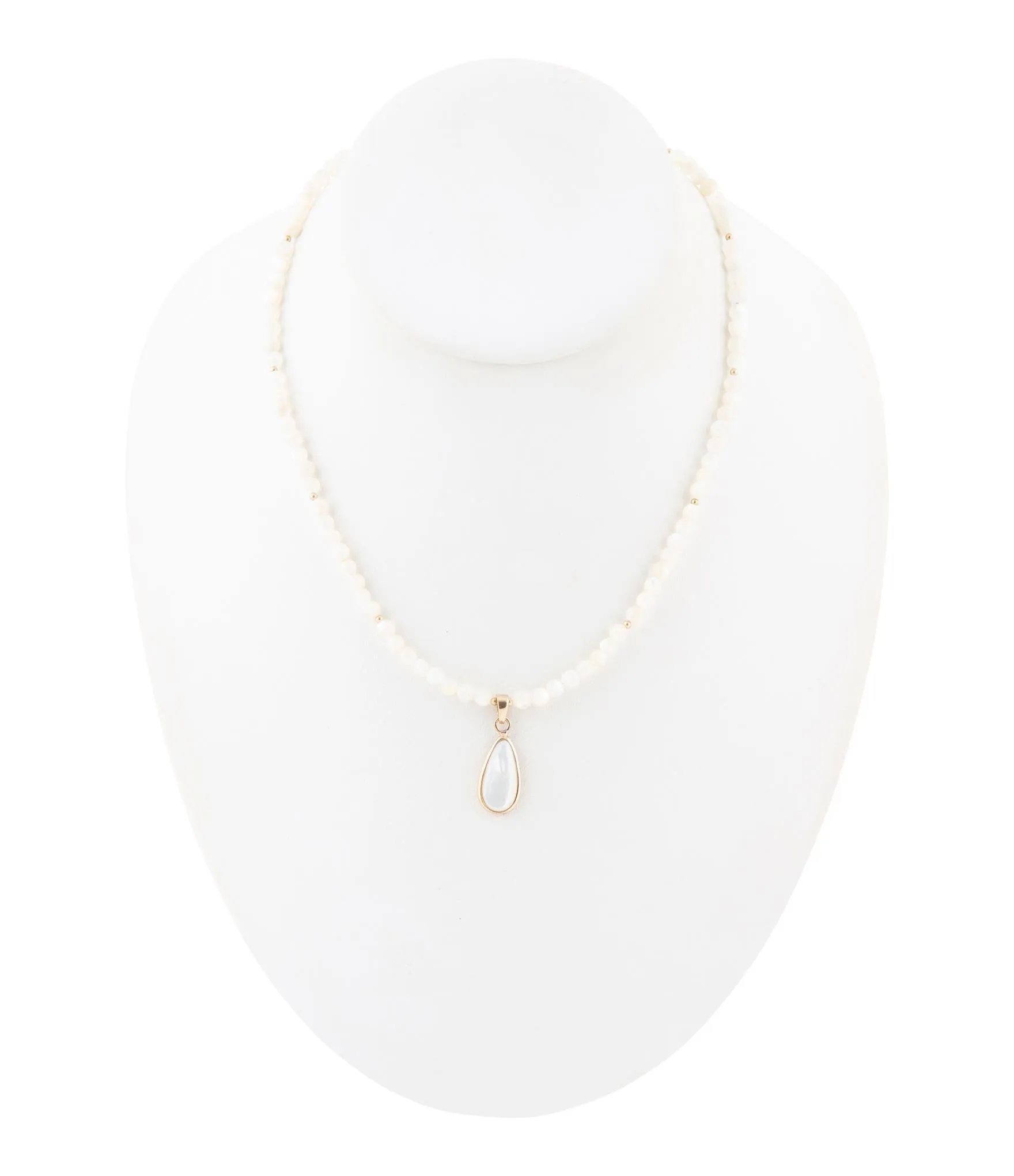 White Mother of Pearl Tear Drop Golden Pendant Necklace sold by Barse product image thumbnail 4