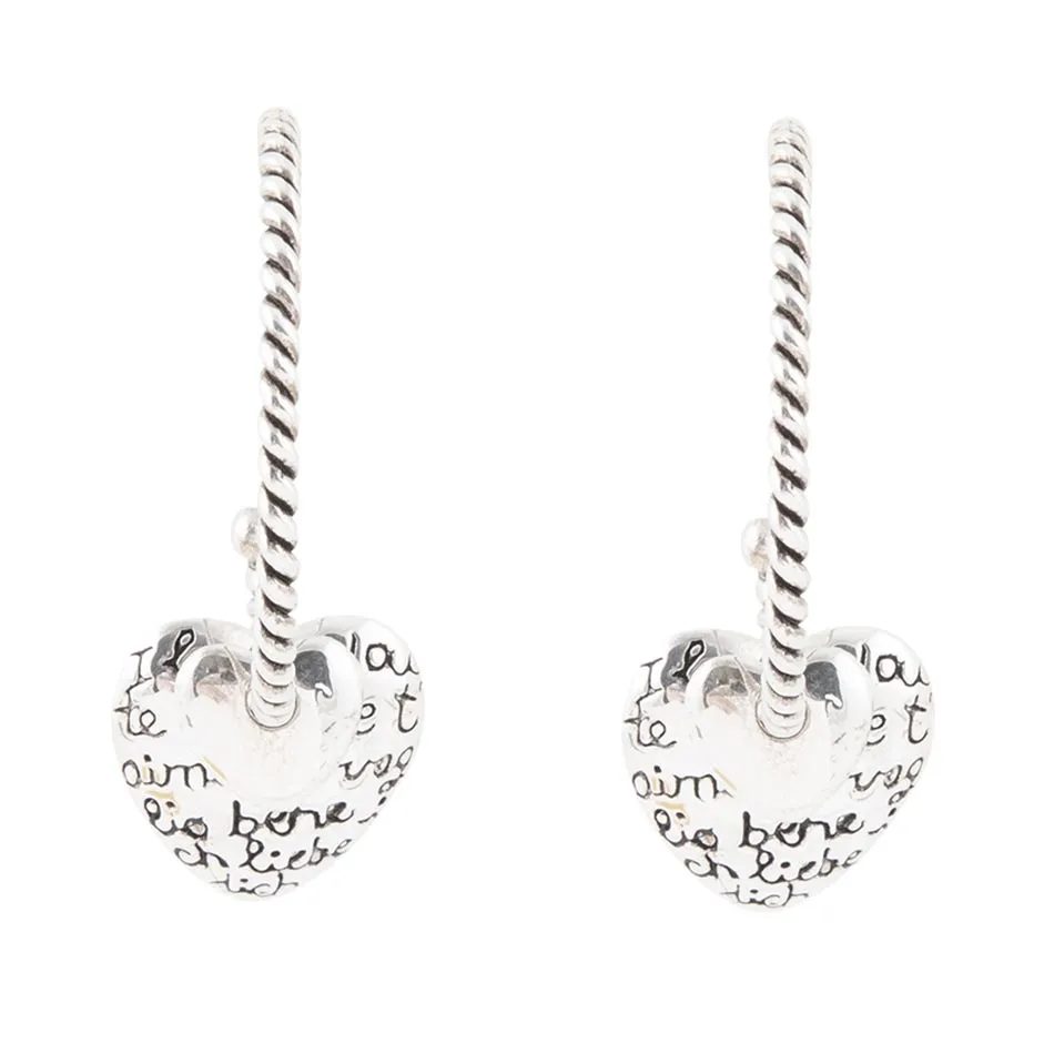Sterling Silver Engraved Heart Hoop Earrings sold by Barse