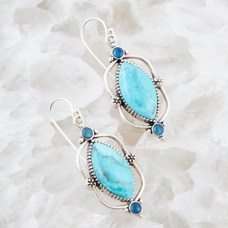 Regal Blue Turquoise and Apatite Sterling Silver Drop Earrings sold by Barse product image thumbnail 3