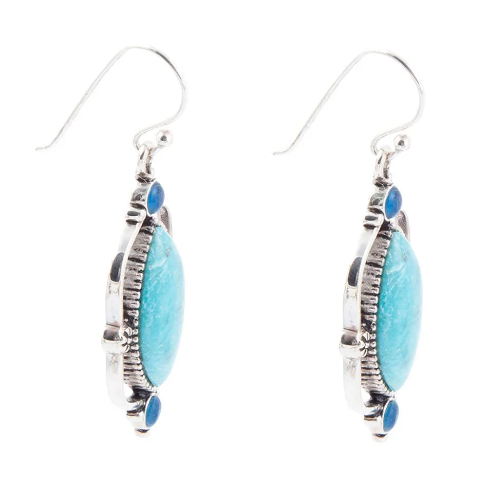 Regal Blue Turquoise and Apatite Sterling Silver Drop Earrings sold by Barse product image thumbnail 4