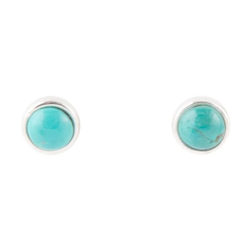 Dainty Dot Turquoise and Silver Earrings sold by Barse