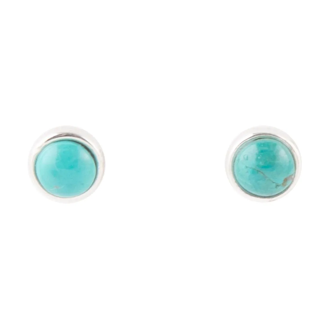 Dainty Dot Turquoise and Silver Earrings sold by Barse