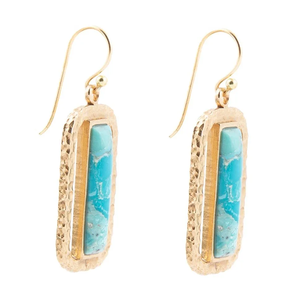 Blue Turquoise and Golden Bronze Open Earrings sold by Barse product image thumbnail 4