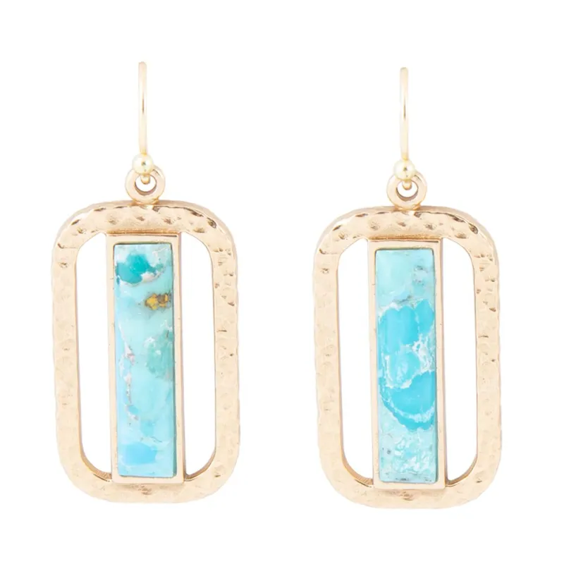 Blue Turquoise and Golden Bronze Open Earrings sold by Barse
