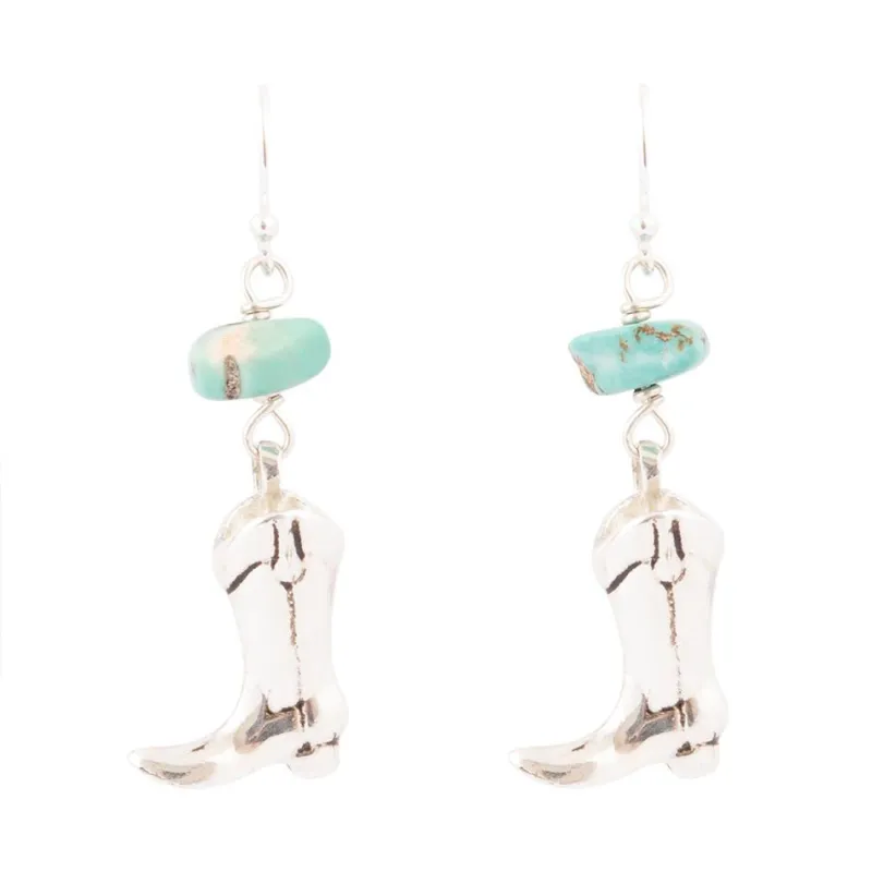 Sterling Silver Boot Charm and Blue Turquoise Earrings sold by Barse