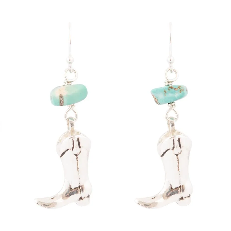 Sterling Silver Boot Charm and Blue Turquoise Earrings sold by Barse