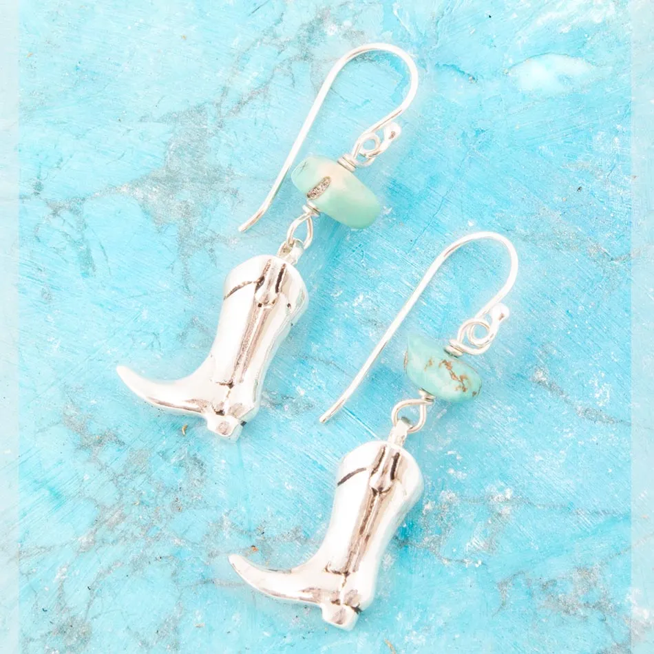 Sterling Silver Boot Charm and Blue Turquoise Earrings sold by Barse product image thumbnail 3