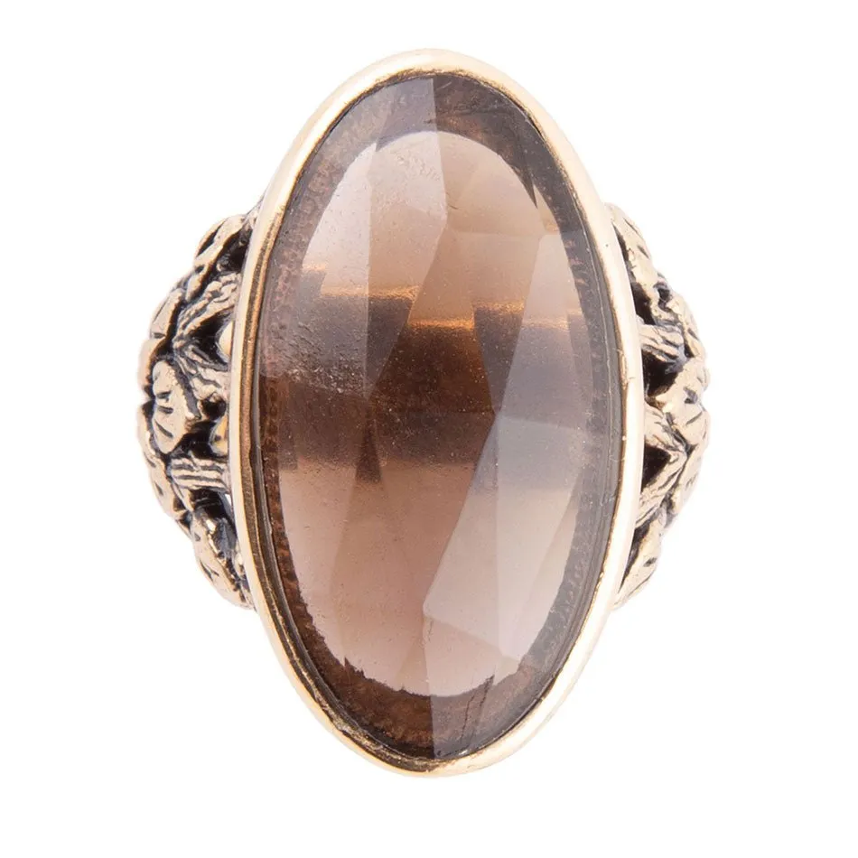 Enchanted Faceted Black Smoky Quartz Golden Ring sold by Barse product image thumbnail 3