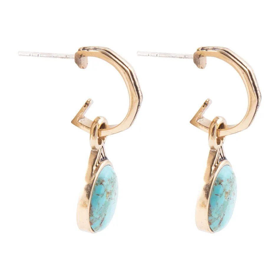 Nova Half-Hoop Blue Turquoise and Golden Earrings sold by Barse product image thumbnail 3
