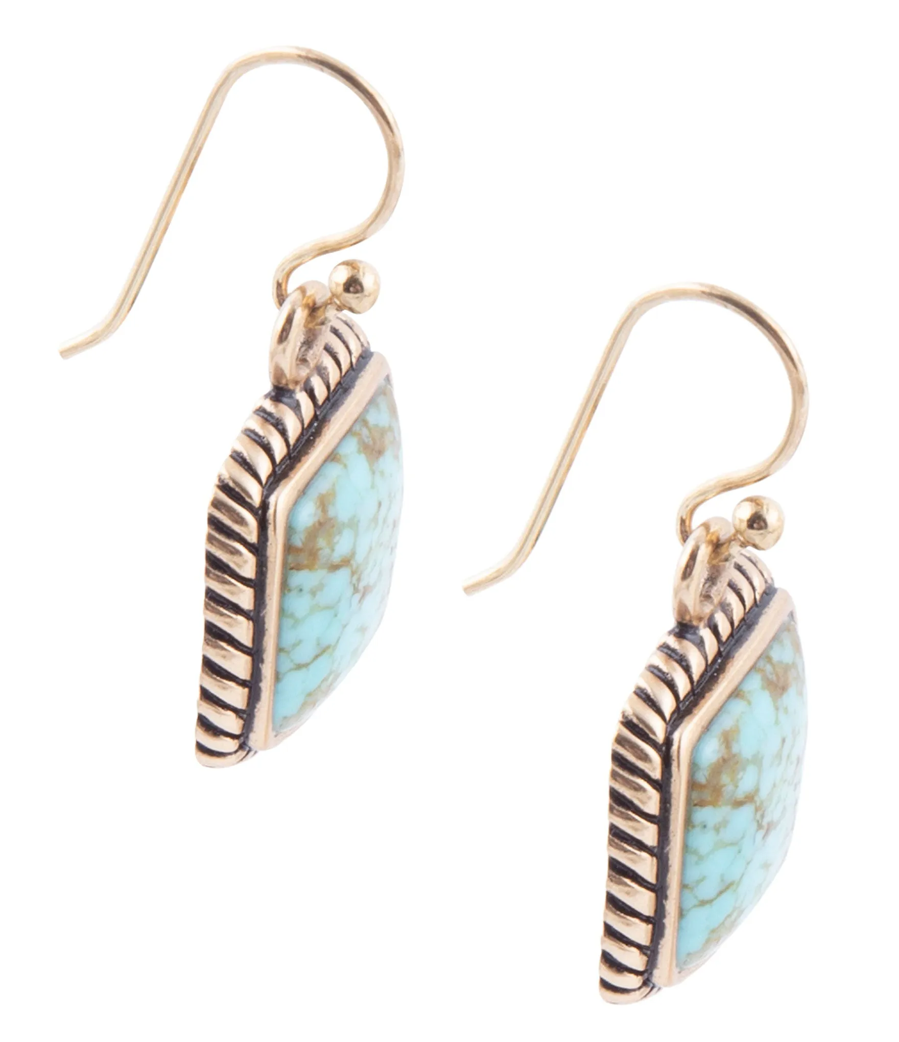Roped Blue Turquoise Golden Dangle Earrings sold by Barse product image thumbnail 4