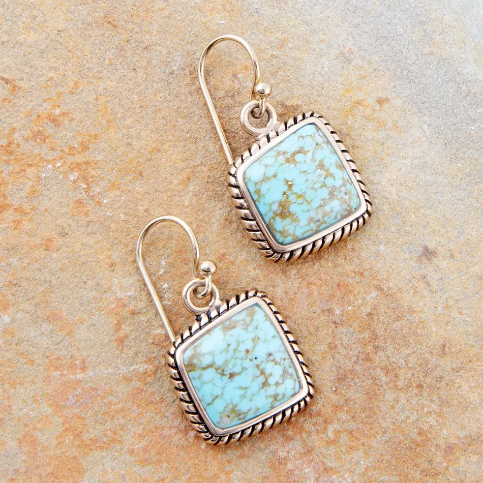 Roped Blue Turquoise Golden Dangle Earrings sold by Barse product image thumbnail 3