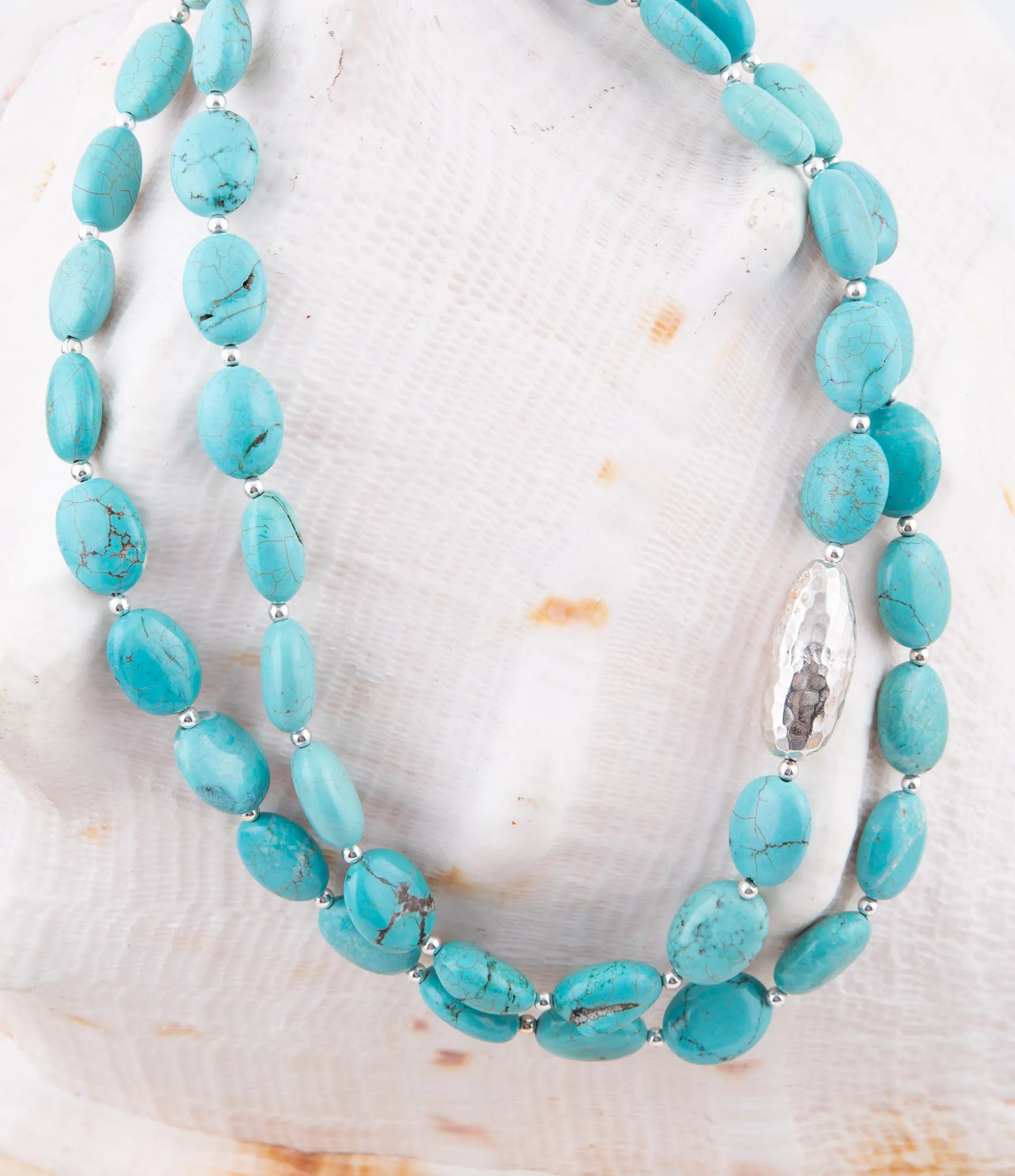 Blue Turquoise Magnesite Sterling Silver Strand Necklace sold by Barse product image thumbnail 2
