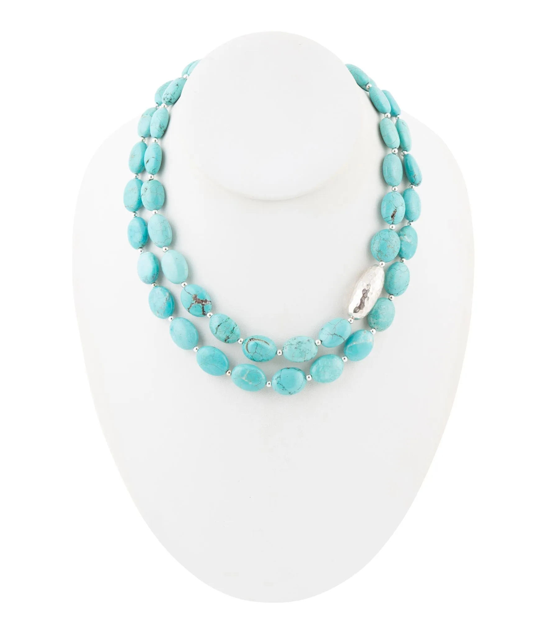 Blue Turquoise Magnesite Sterling Silver Strand Necklace sold by Barse product image thumbnail 3