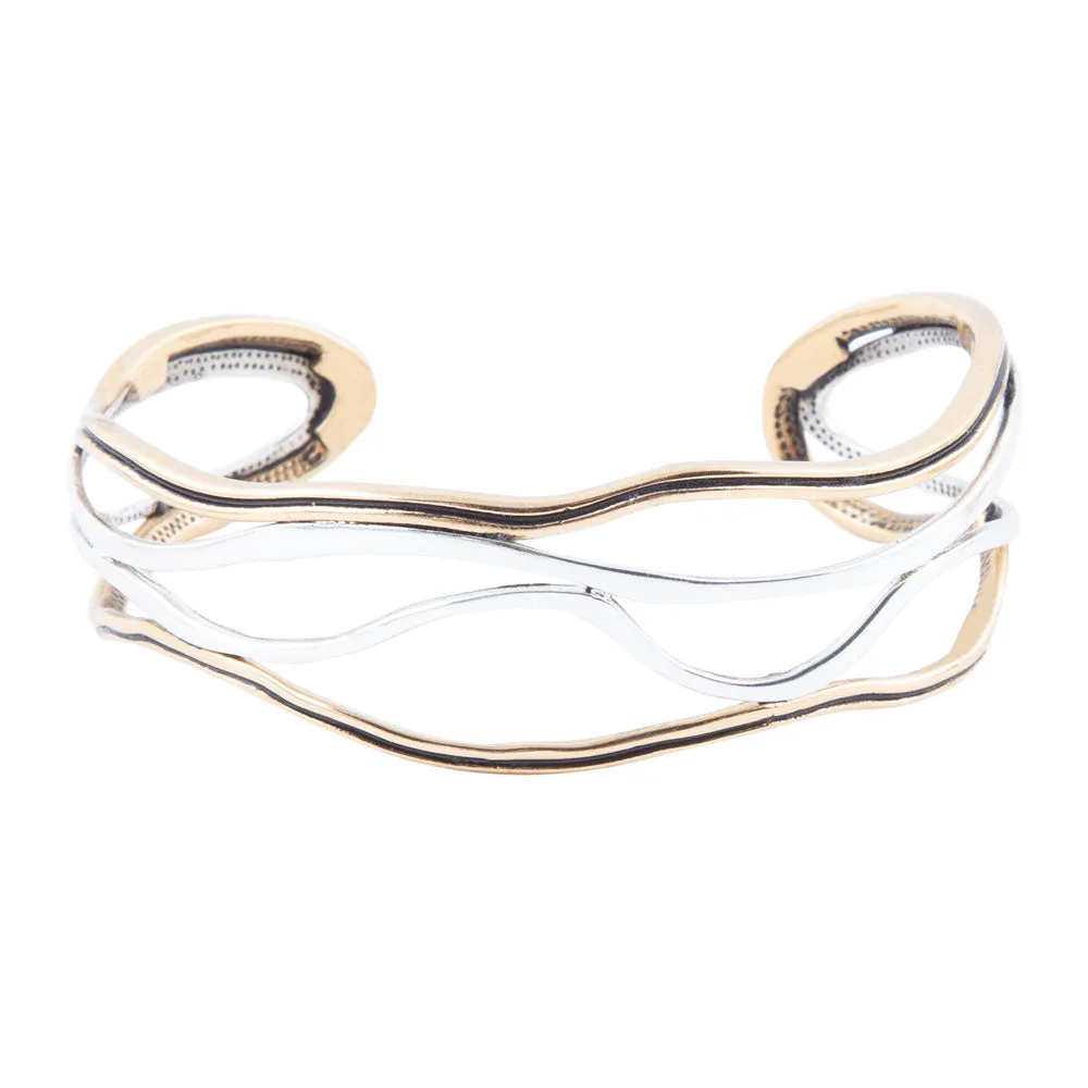 Fresh Two Toned Sterling Silver and Bronze Cuff Bracelet sold by Barse product image thumbnail 3