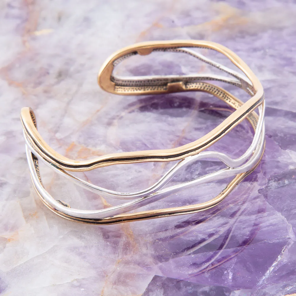 Fresh Two Toned Sterling Silver and Bronze Cuff Bracelet sold by Barse product image thumbnail 2