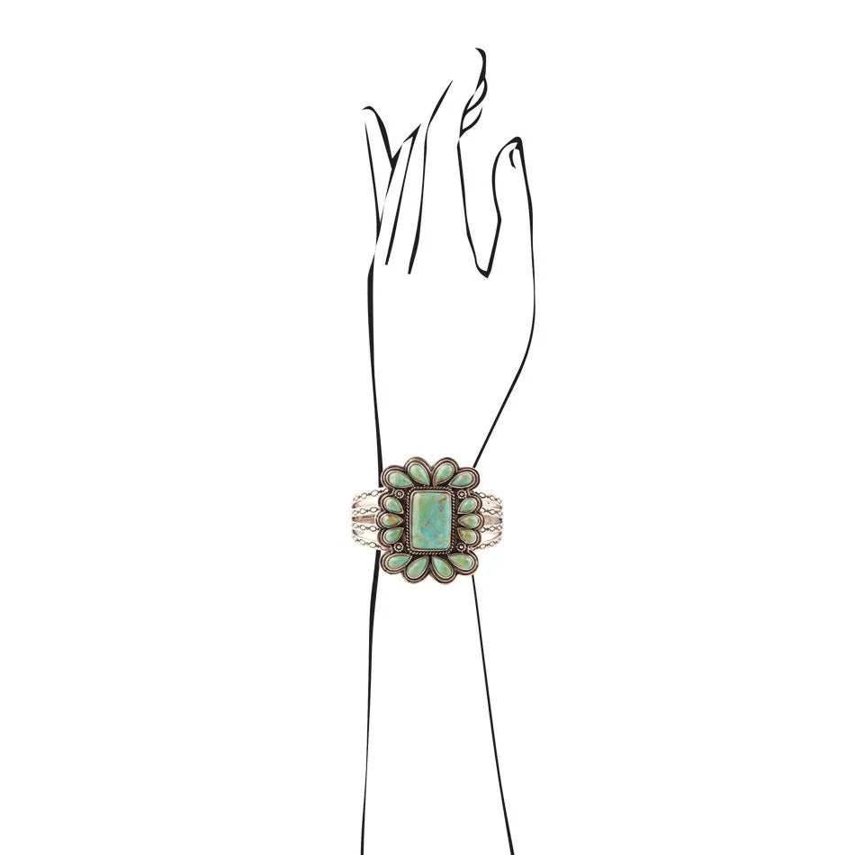 Blue Turquoise Golden Statement Cuff Bracelet sold by Barse product image thumbnail 2