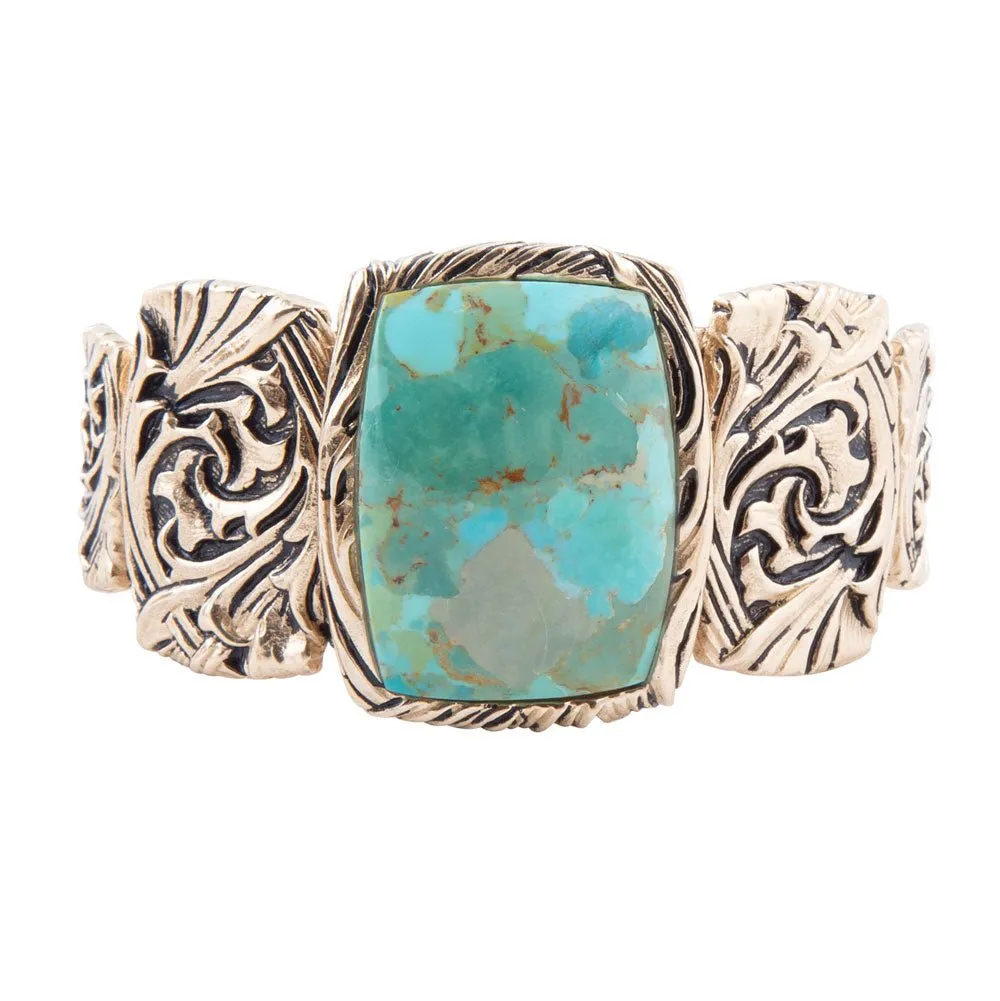 Jacquard Blue Turquoise Solid Golden Cuff Bracelet sold by Barse product image thumbnail 3