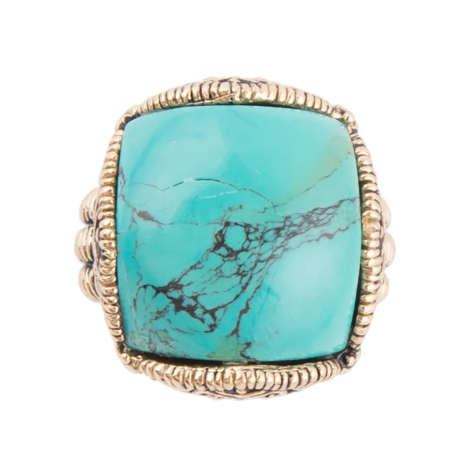 Blue Turquoise Golden Chunky Ring sold by Barse product image thumbnail 3