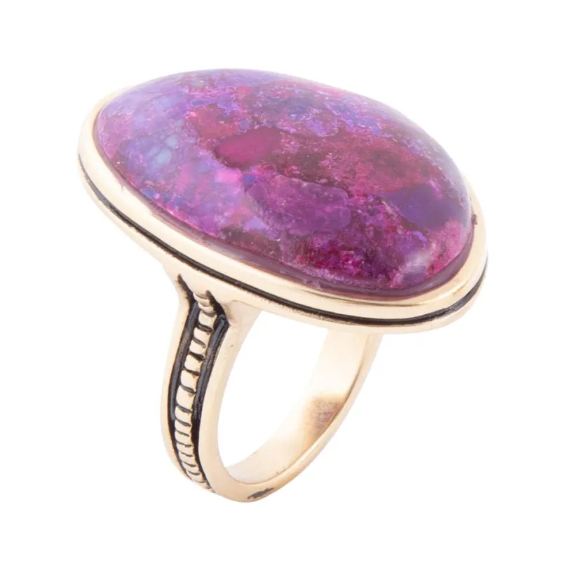 Aruba Purple Turquoise Golden Statement Ring sold by Barse