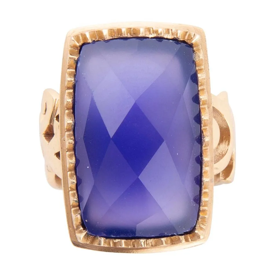 Filigreed Blue Agate Golden Statement Ring sold by Barse product image thumbnail 4
