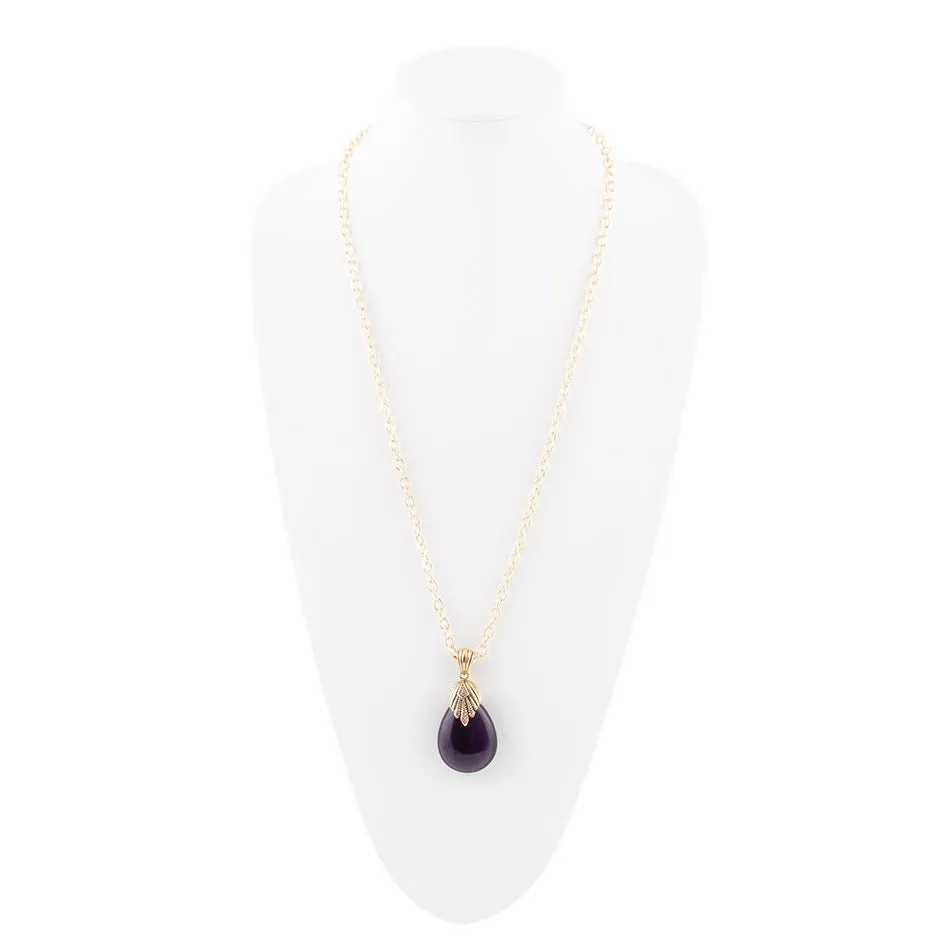 Purple Quartz Teardrop Golden Pendant Necklace sold by Barse product image thumbnail 4