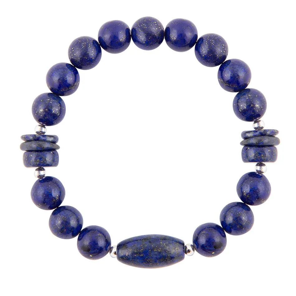 Blue Lapis Beaded Stretch Bracelet sold by Barse