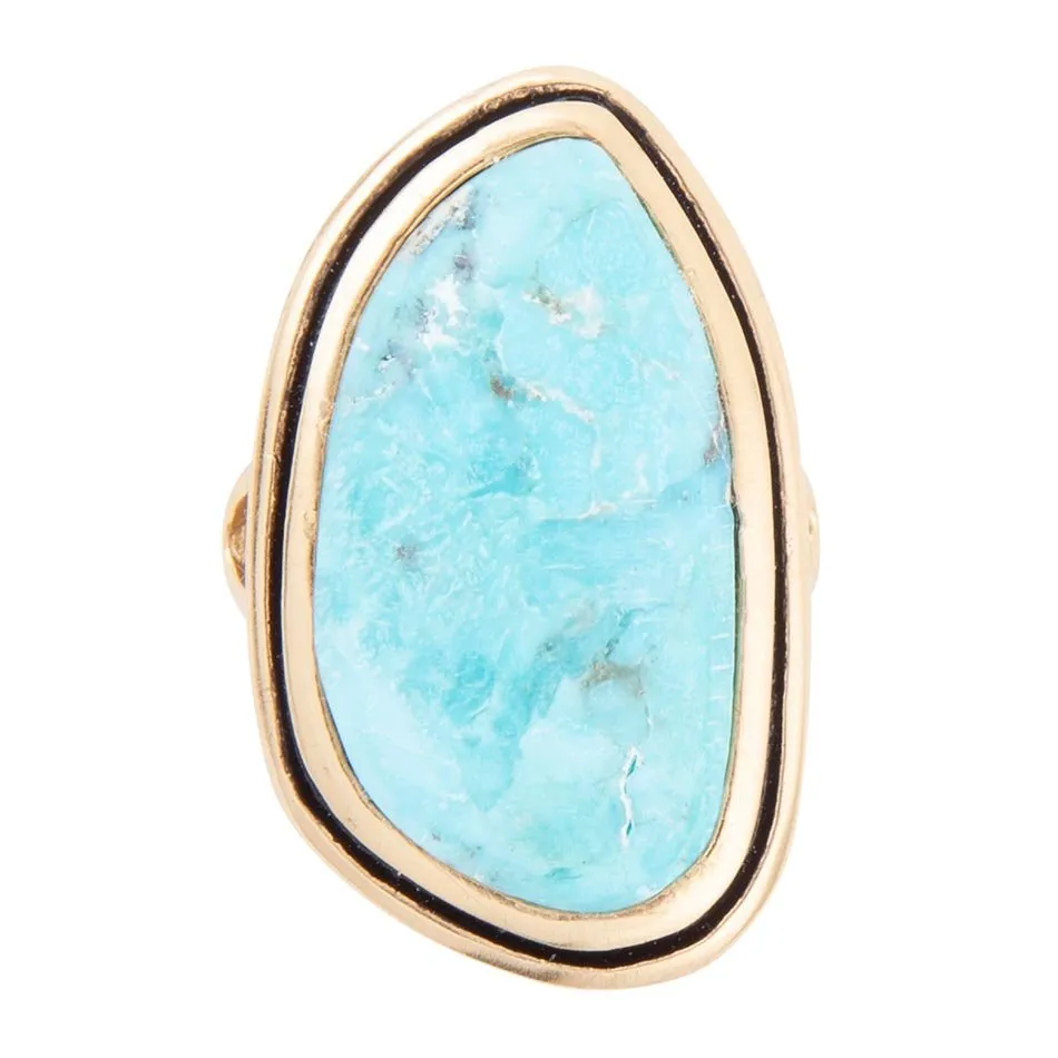 Blue Turquoise Golden Statement Ring sold by Barse product image thumbnail 4