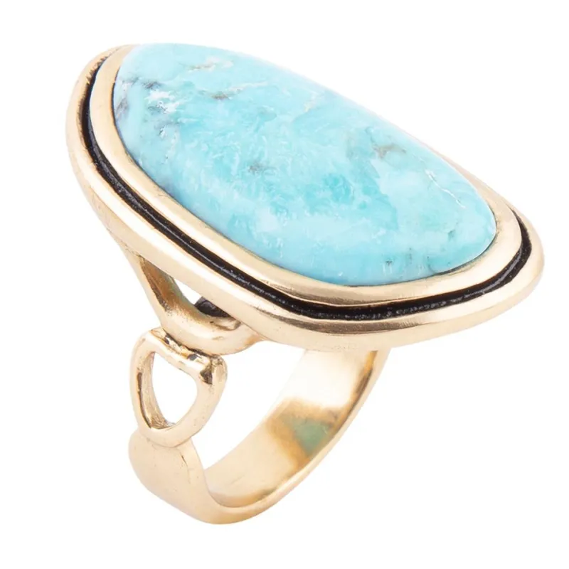 Blue Turquoise Golden Statement Ring sold by Barse